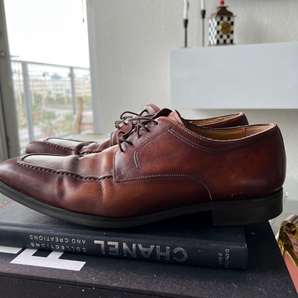 Magnanni 'Romelo Diversa' Apron Toe Derby Cognac Brown Mens 12M MSRP $350 Used. - Picture 3 of 4